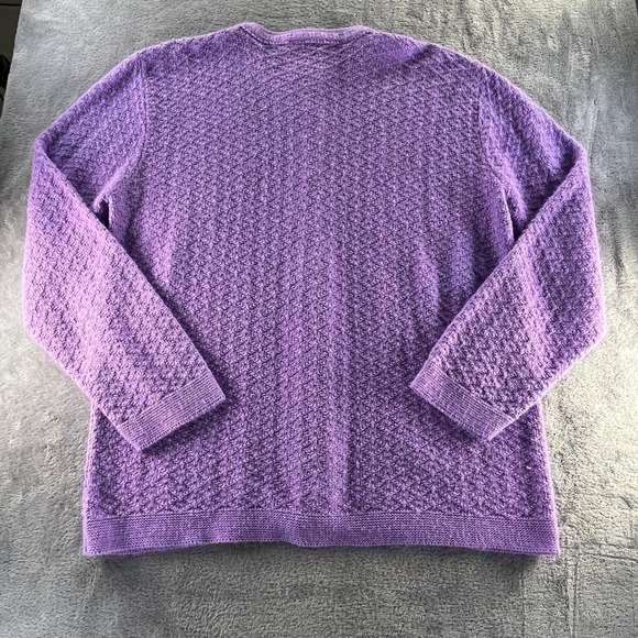 Cuddle Knit Vintage M Purple Cable Knit Cardigan Sweater USA Made Grandmacore - Picture 3 of 7